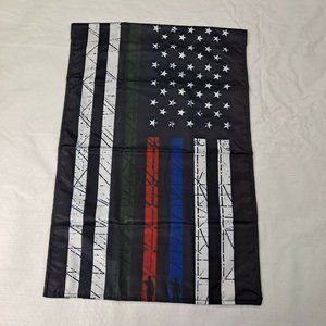 United States Flag Garden Flag Blue Line Red Line Green Line